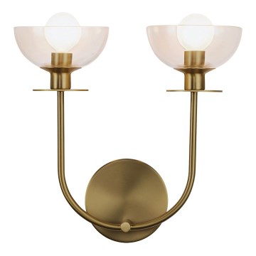 Alora Mood ALM-SYLVIA-2WB-BG-CL - Wandlamp SYLVIA 2xE14/40W/230V goudkleurig