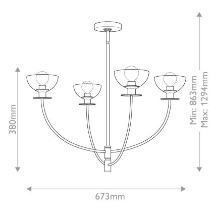 Alora Mood - Suspension à tige SYLVIA 4xE14/40W/230V dorée