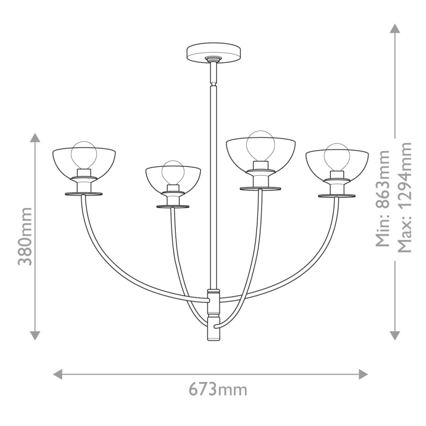 Alora Mood - Plafondlamp met stang SYLVIA 4xE14/40W/230V zwart
