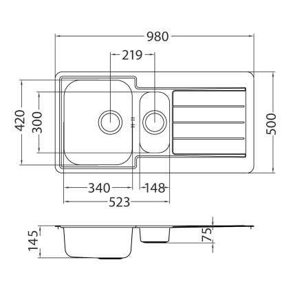 ALVEUS 1082440 - Évier de cuisine LINE 98x50 cm mat acier/satin