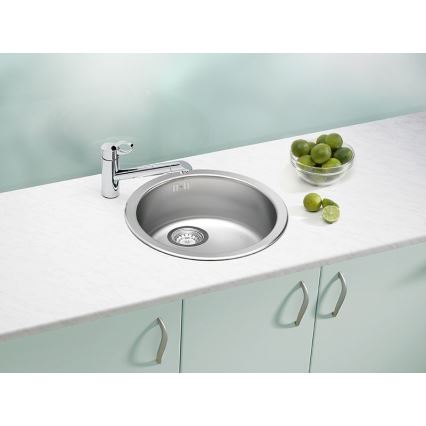 ALVEUS 1084837 - Évier de cuisine FORM d. 45 cm mat acier/satin, grande ouverture