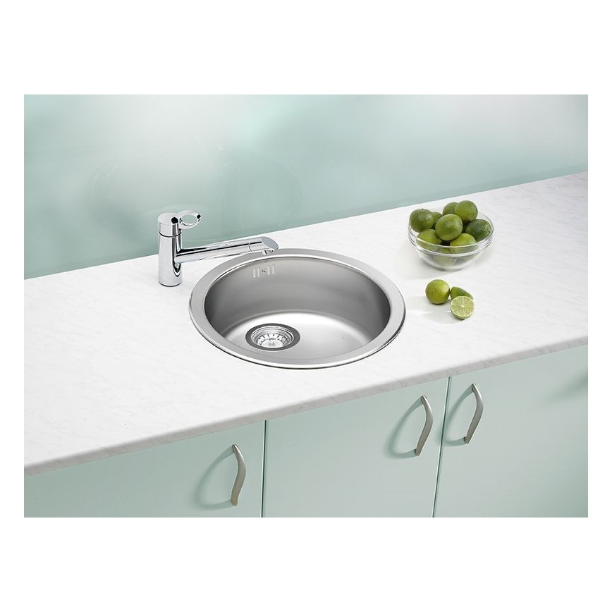 ALVEUS 1084837 - Évier de cuisine FORM d. 45 cm mat acier/satin, grande ouverture