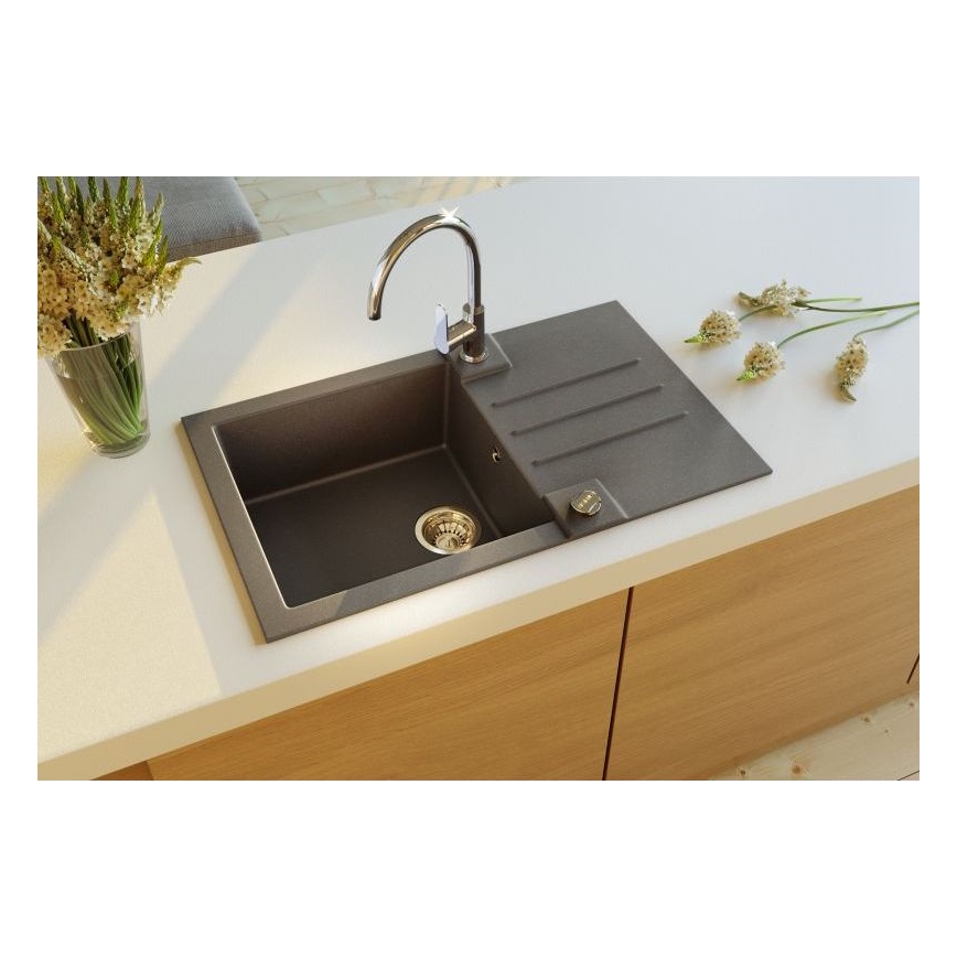 ALVEUS 1090942 - Évier de cuisine ROCK 78x48 cm granit/noir