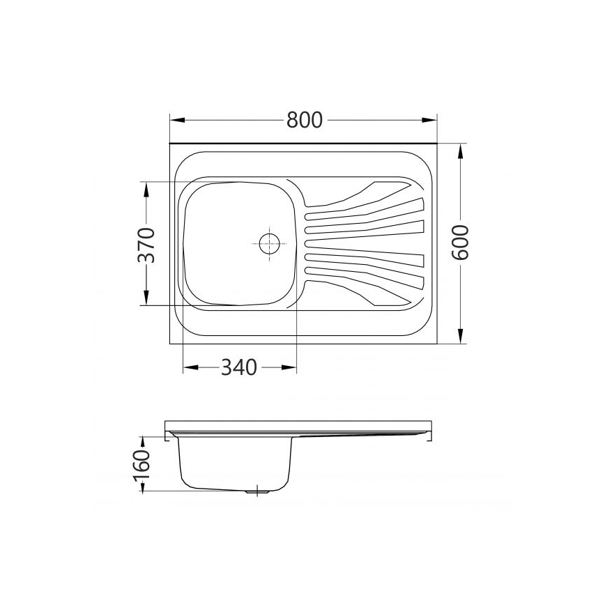 ALVEUS 1095618 - Évier de cuisine CLASSIC 80 x 60 cm inox satiné, sans rebord, réversible