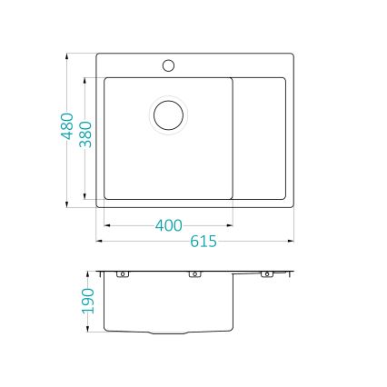 ALVEUS 1124383 - Évier de cuisine QUARTO 61,5x48 cm satin