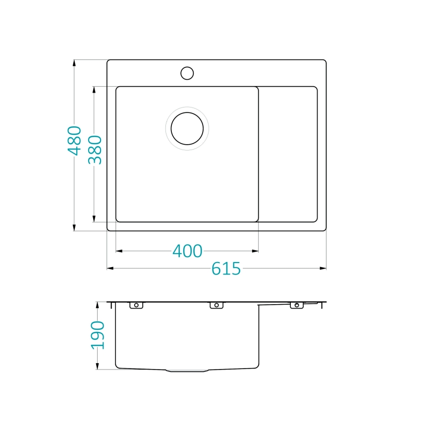 ALVEUS 1124383 - Évier de cuisine QUARTO 61,5x48 cm satin