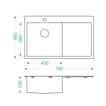 ALVEUS 1124384 - Évier de cuisine QUARTO 78x48 cm satin