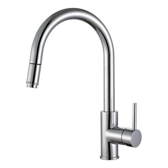 ALVEUS 1129021 - Robinet d'évier avec douchette extractible DELOS 38 cm chrome brillant