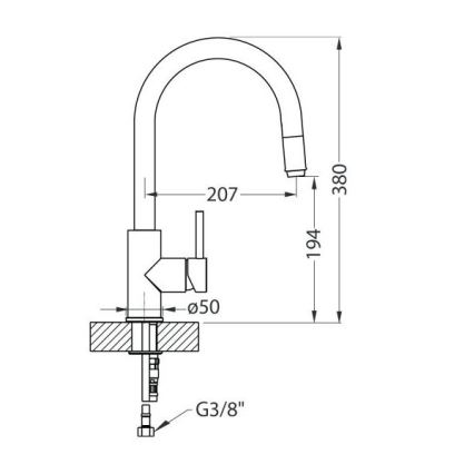 ALVEUS 1129021 - Robinet d'évier avec douchette extractible DELOS 38 cm chrome brillant