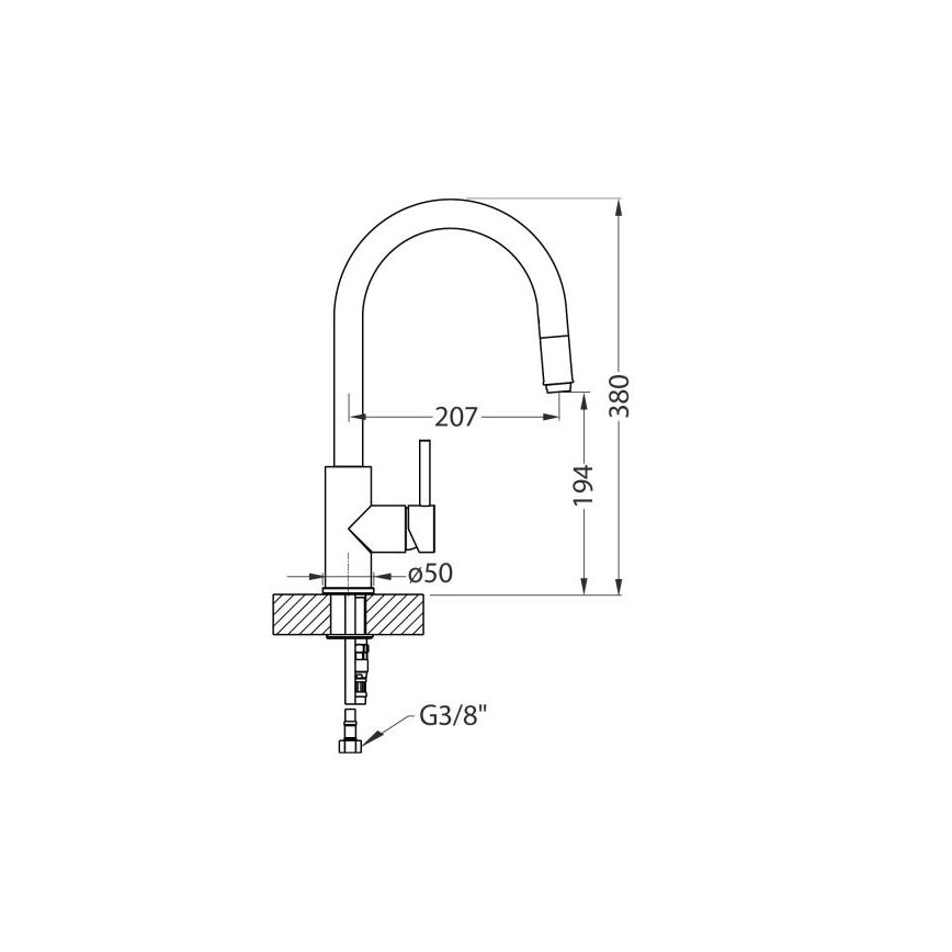 ALVEUS 1129021 - Robinet d'évier avec douchette extractible DELOS 38 cm chrome brillant