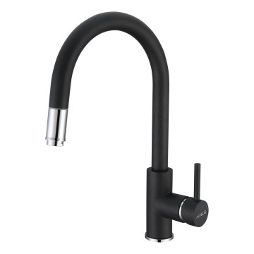 ALVEUS 1129022 - Robinet d'évier avec douchette extractible DELOS 38 cm granit/noir
