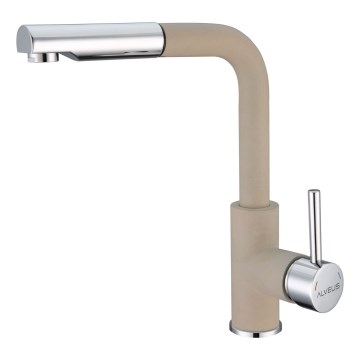 ALVEUS 1129045 - Robinet d'évier avec douchette extractible SIROS 29,7 cm granit/beige