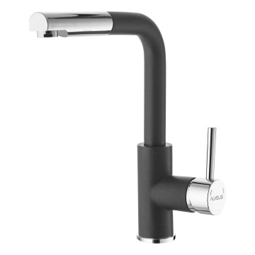 ALVEUS 1129048 - Robinet d'évier avec douchette extractible SIROS 29,7 cm granit/noir