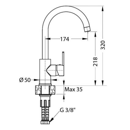 ALVEUS 1129052 - Kraan voor gootsteen TONIA 34 cm graniet/zwart