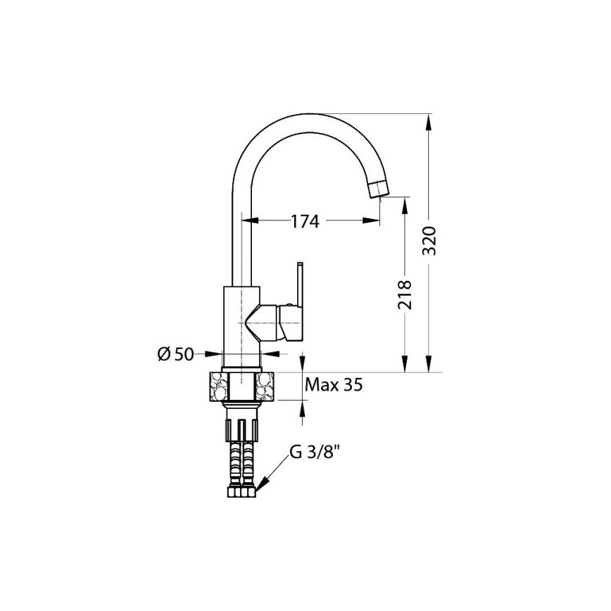 ALVEUS 1129052 - Kraan voor gootsteen TONIA 34 cm graniet/zwart