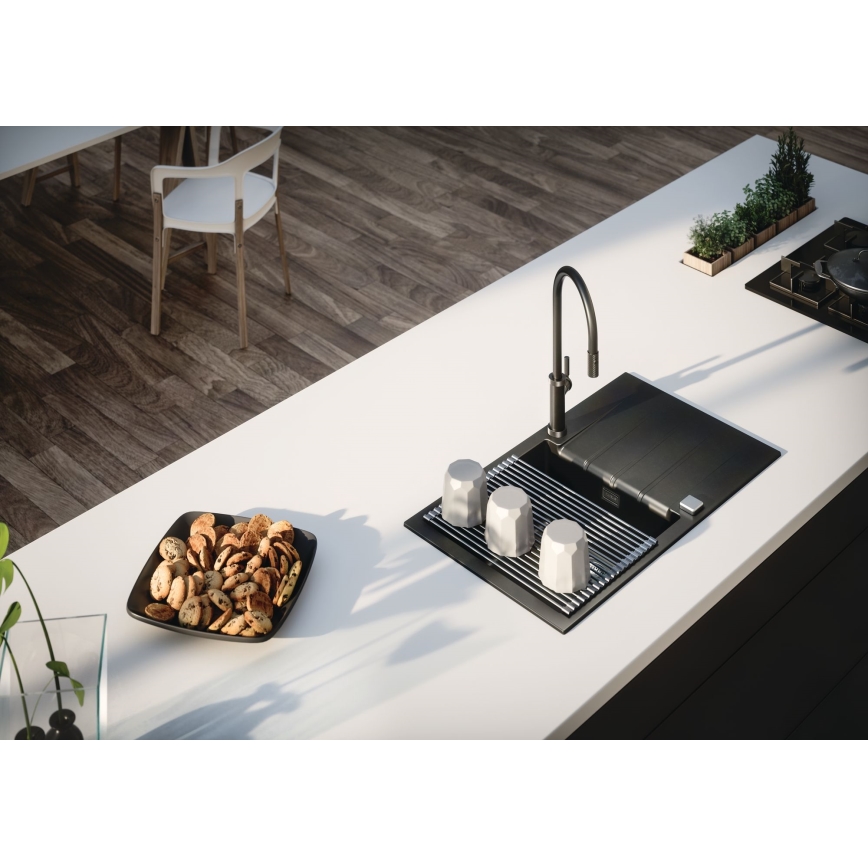 ALVEUS 1132179 - Robinet d'évier avec douchette extractible NERINA 46,8 cm noir