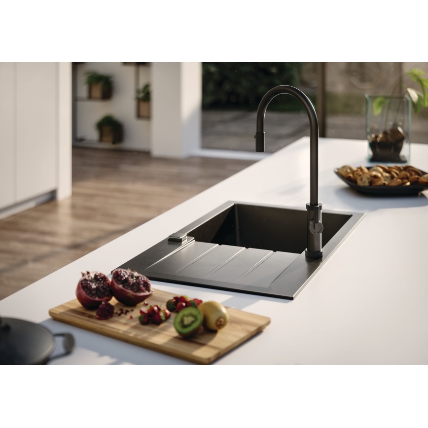 ALVEUS 1132179 - Robinet d'évier avec douchette extractible NERINA 46,8 cm noir