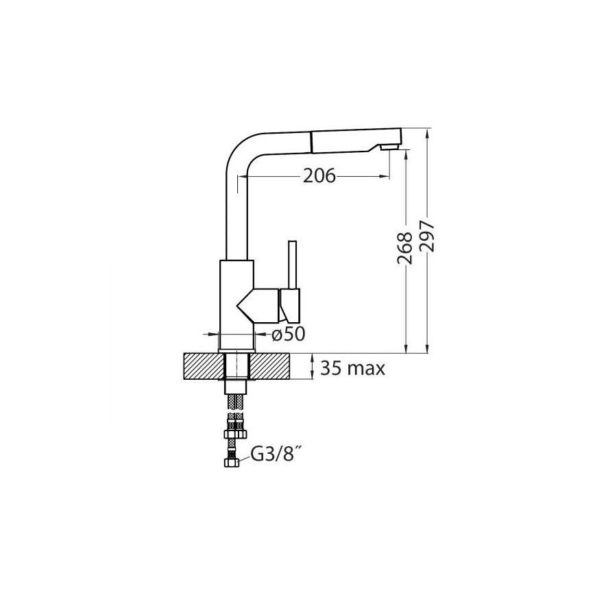 ALVEUS 1135365 - Robinet d'évier avec douchette extractible SARA 29,7 cm chrome brillant