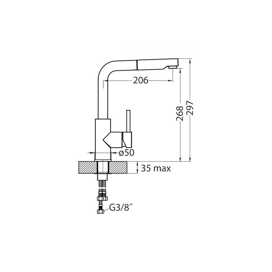 ALVEUS 1135366 - Robinet d'évier avec douchette extractible SARA 29,7 cm satin