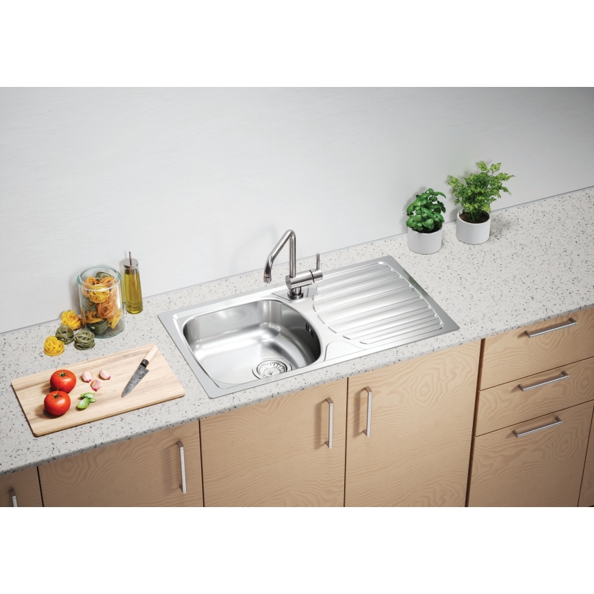 ALVEUS 1136539 - Évier de cuisine BASIC 78x43,5 cm mat acier/satin, grande ouverture