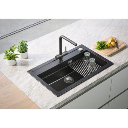 ALVEUS 1139808 - Robinet d'évier AGUILA 33,3 cm granit/noir