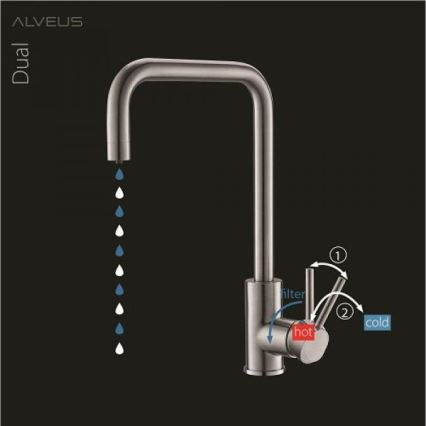 ALVEUS 1139812 - Robinet d'évier DUAL 37 cm granit/noir