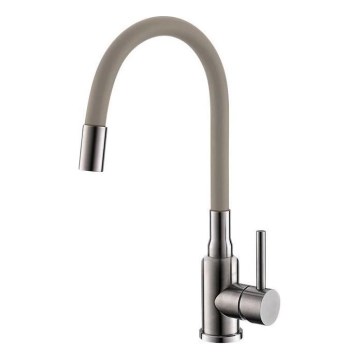 ALVEUS 1144429 - Mitigeur d'évier à col flexible MINTAS 34 cm inox/beige