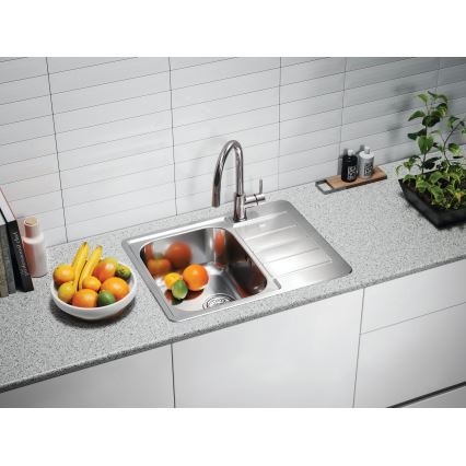 ALVEUS 1144603 - Évier de cuisine LINE 61,5x50 cm mat acier/satin, sans excentrique
