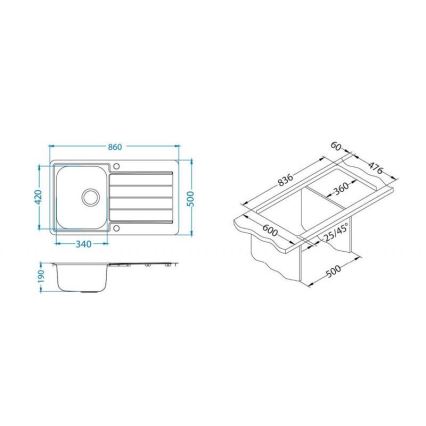 ALVEUS 1144640 - Évier de cuisine LINE 86x50 cm acier inoxydable