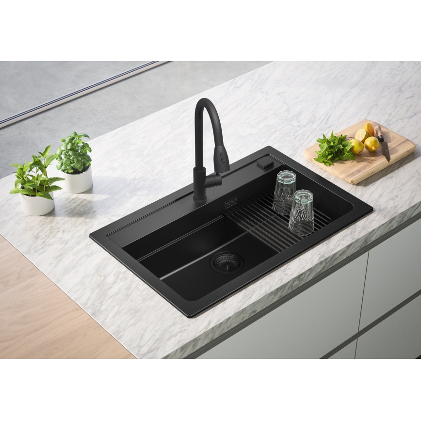 ALVEUS 1148163 - Évier de cuisine ATROX 79x50 cm granit/noir