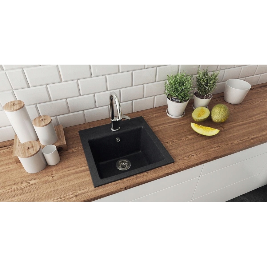 ALVEUS 1149113 - Évier de cuisine GEM 50x50 cm granit/noir