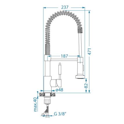ALVEUS 1150886 - Robinet d'évier avec bras flexible avec pulvérisateur URBAN 47,1 cm satin