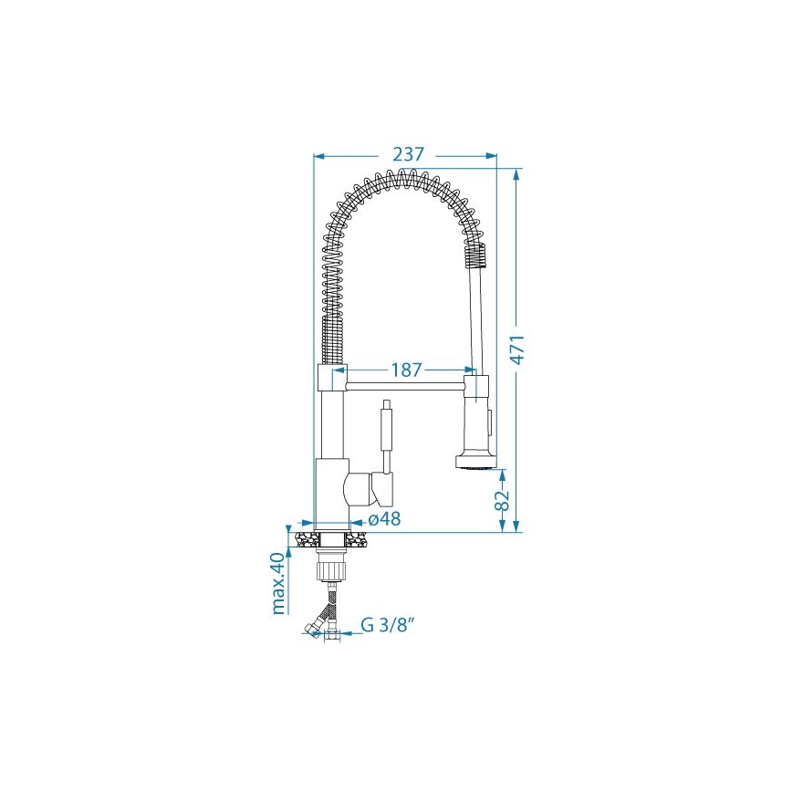 ALVEUS 1150886 - Robinet d'évier avec bras flexible avec pulvérisateur URBAN 47,1 cm satin