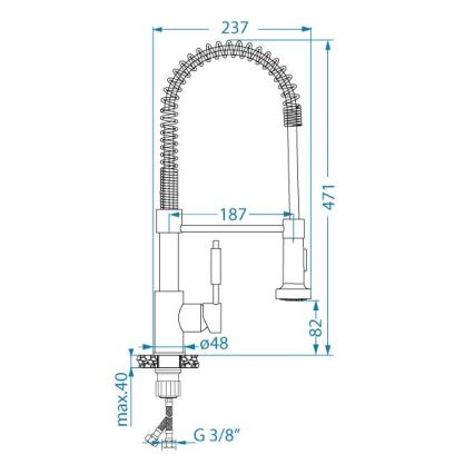 ALVEUS 1150887 - Robinet d'évier avec bras flexible avec pulvérisateur URBAN 47,1 cm noir