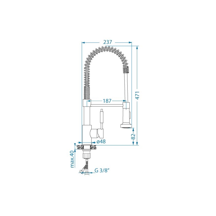 ALVEUS 1150887 - Robinet d'évier avec bras flexible avec pulvérisateur URBAN 47,1 cm noir
