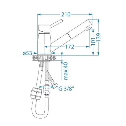 ALVEUS 1150888 - Robinet d'évier avec douchette extractible NANO 13,9 cm chrome brillant
