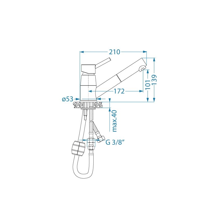 ALVEUS 1150888 - Robinet d'évier avec douchette extractible NANO 13,9 cm chrome brillant