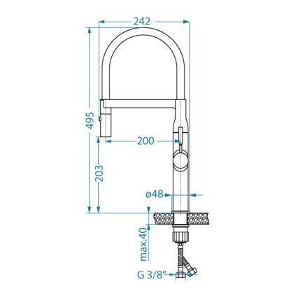 ALVEUS 1150892 - Robinet d'évier avec bras flexible avec pulvérisateur MIRAGE 49,5 cm satin