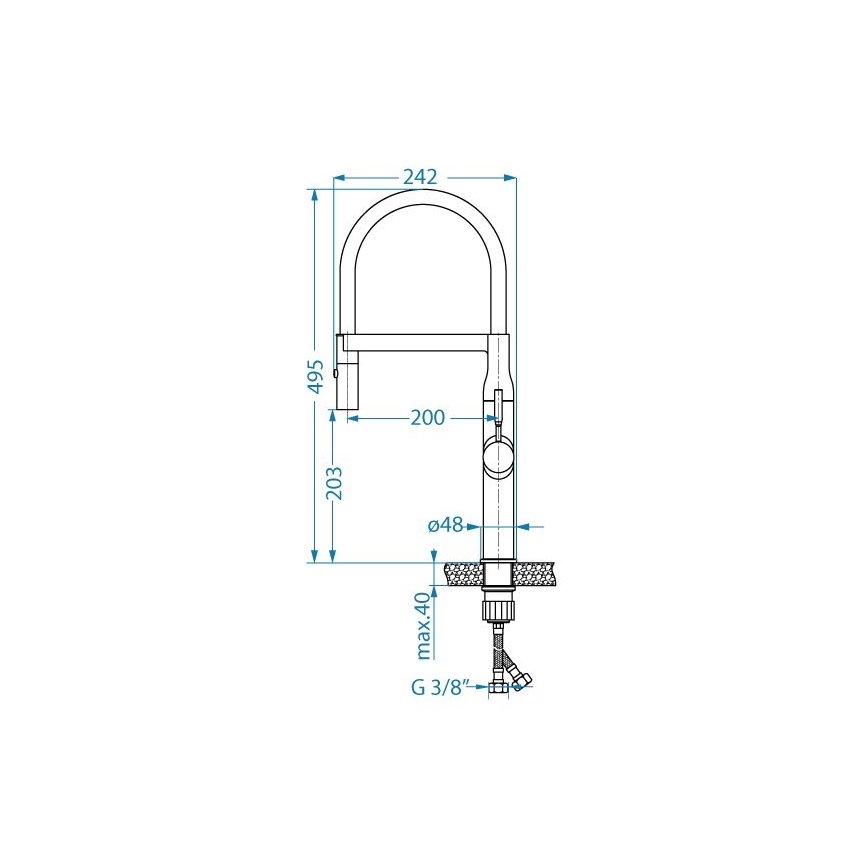 ALVEUS 1150892 - Robinet d'évier avec bras flexible avec pulvérisateur MIRAGE 49,5 cm satin