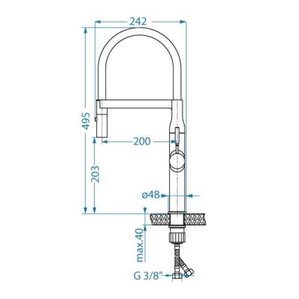 ALVEUS 1150893 - Robinet d'évier avec bras flexible avec pulvérisateur MIRAGE 49,5 cm noir