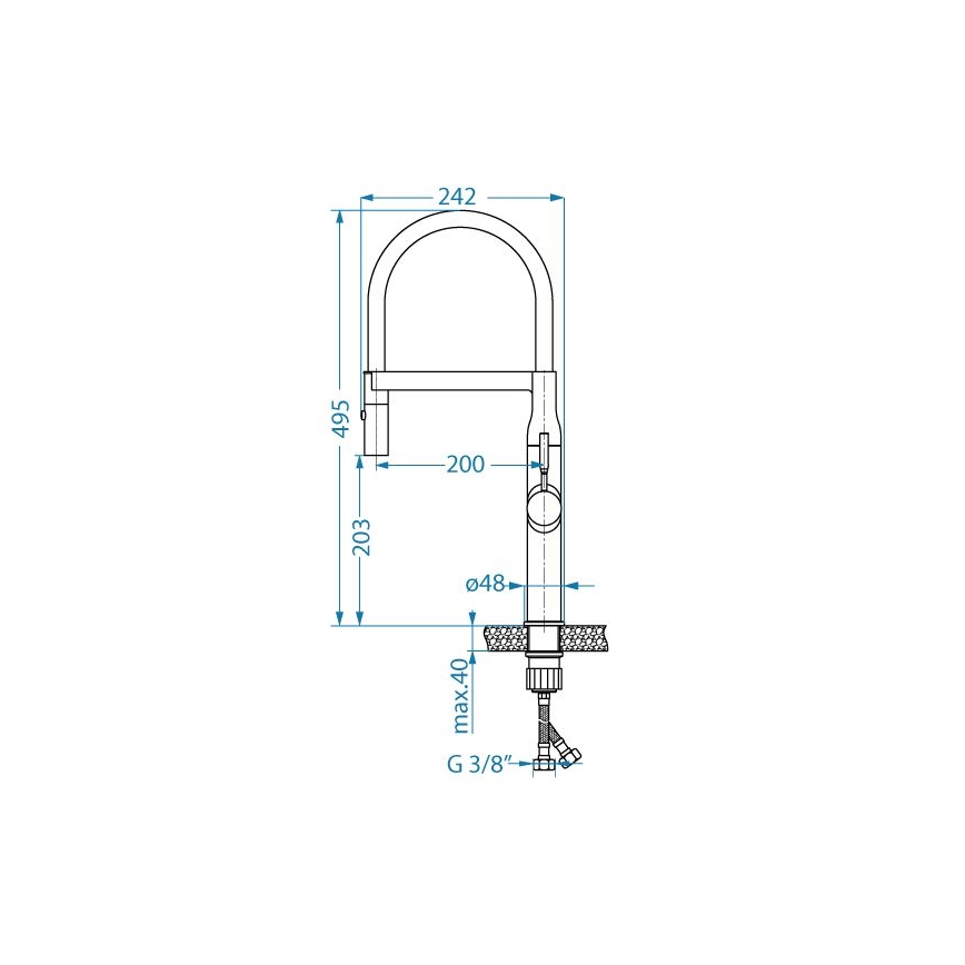 ALVEUS 1150893 - Robinet d'évier avec bras flexible avec pulvérisateur MIRAGE 49,5 cm noir