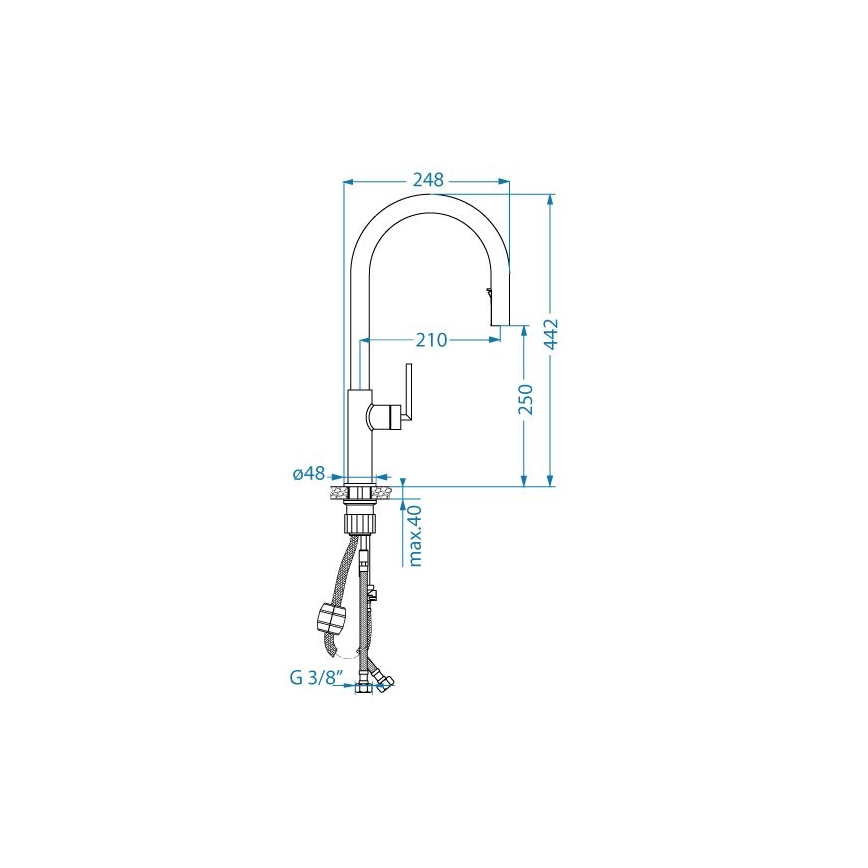 ALVEUS 1150895 - Robinet d'évier avec douchette extractible ORION 44,2 cm noir