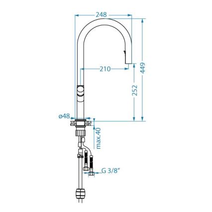 ALVEUS 1150908 - Robinet d'évier avec douchette extractible SWAN 44,9 cm noir