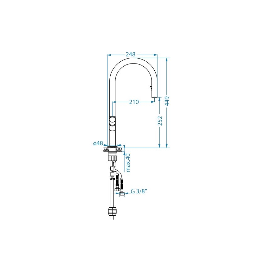 ALVEUS 1150908 - Robinet d'évier avec douchette extractible SWAN 44,9 cm noir