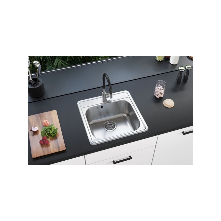 ALVEUS 1151258 - Évier de cuisine MORE 50x49 cm mat acier/satin