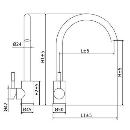 ALVEUS ES3508A - Robinet d'évier VIOLA 36,7 cm brossé acier