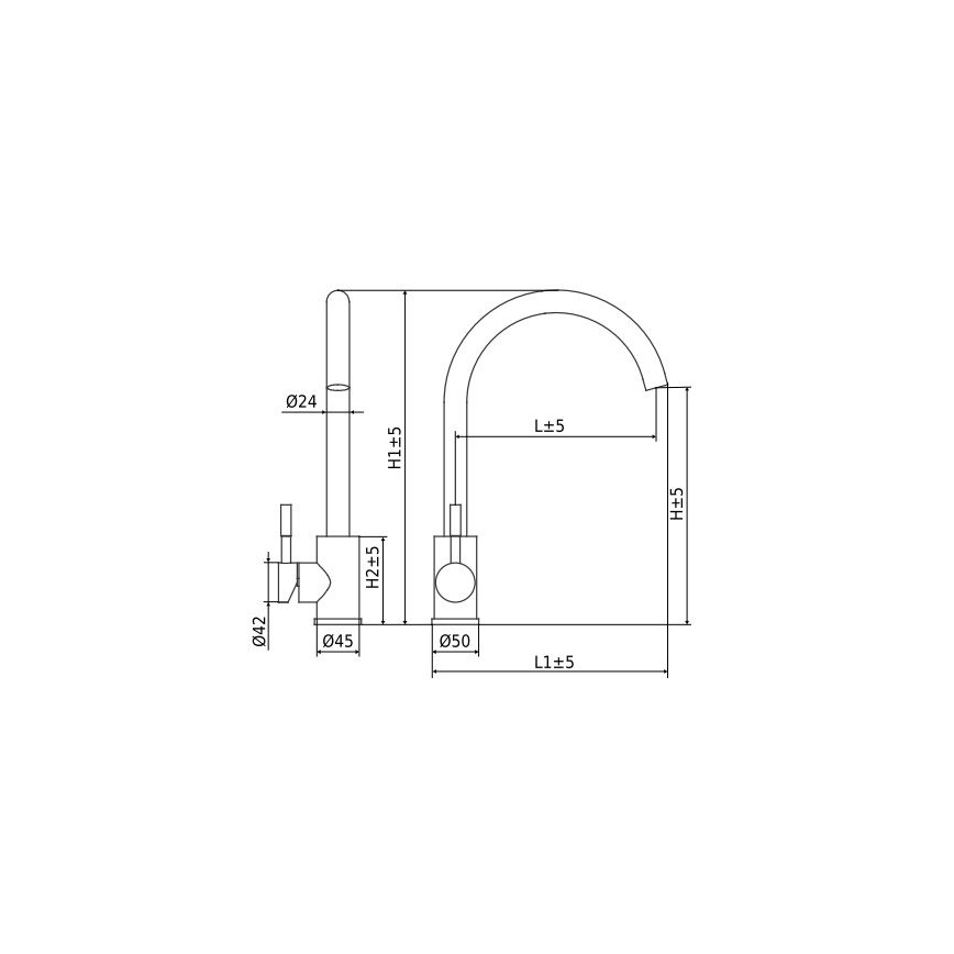 ALVEUS ES3508A - Robinet d'évier VIOLA 36,7 cm brossé acier