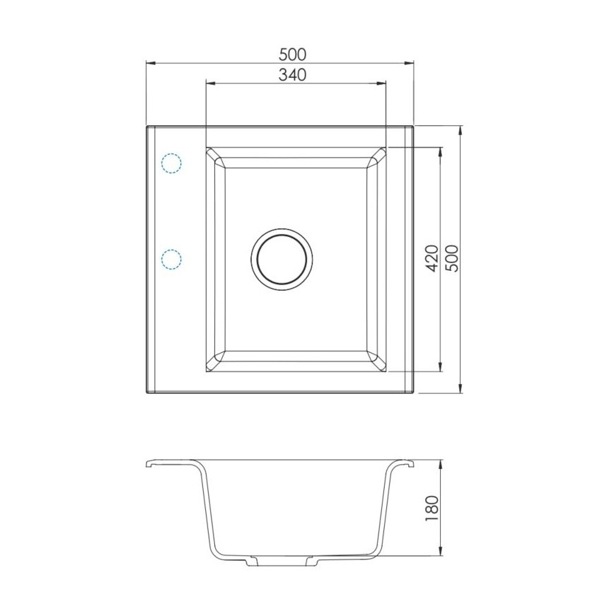 ALVEUS SETA23193 - ATROX Keukenwasbak 50x50 cm + Mengkraan met flexibel mondstuk MINTAS 34 cm graniet/mat zwart