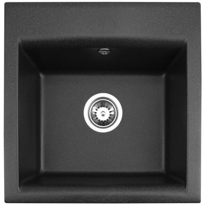 ALVEUS SETA23193 - Évier de cuisine ATROX 50x50 cm + robinet avec bras flexible MINTAS 34 cm en granit/noir mat