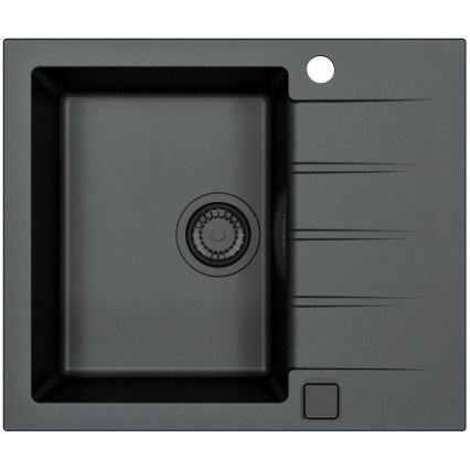 ALVEUS SETA23230 - Évier de cuisine CADIT 59x50 cm + robinet à bras flexible MINTAS 34 cm en granit/noir mat